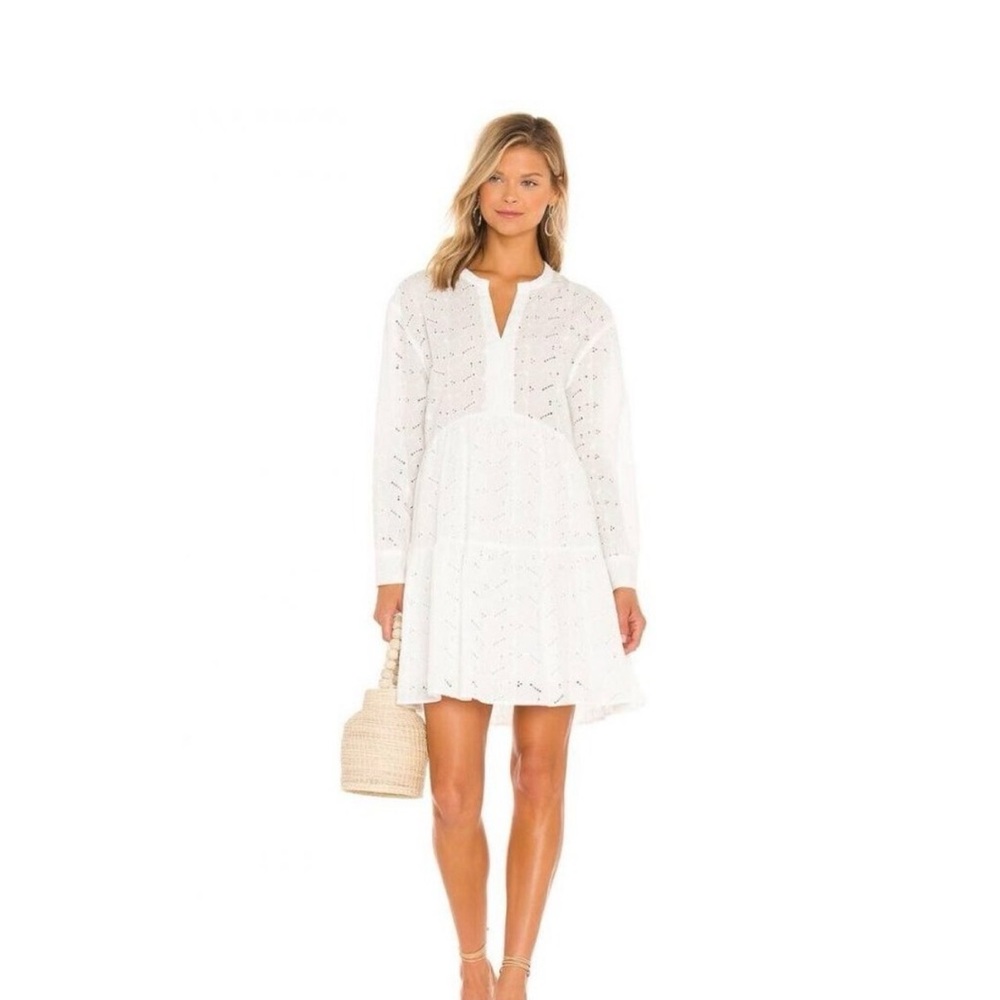 Rails White Eyelet Long-Sleeve Mini Dress
